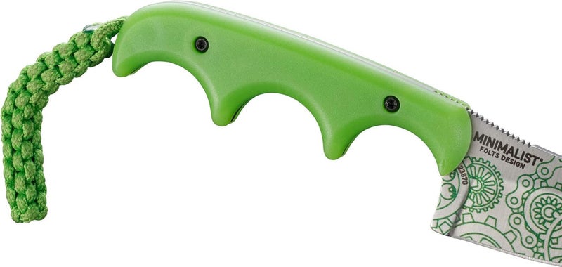 CRKT Minimalist Bowie Gears EDC Knife: Compact Everyday Carry Fixed Blade, Folts Utility Knife with Satin finish, Resin Infused Fiber Handle, and Glow-in-the-dark Sheath 2387G - Image 5